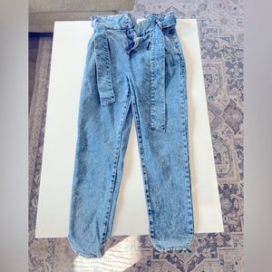 Sézane “Austin Pants” size 34 (US XS/2) Paper bag style jeans with tie.